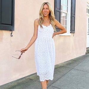 LACE V-NECK MIDI DRESS From EXPRESS brand new sz M